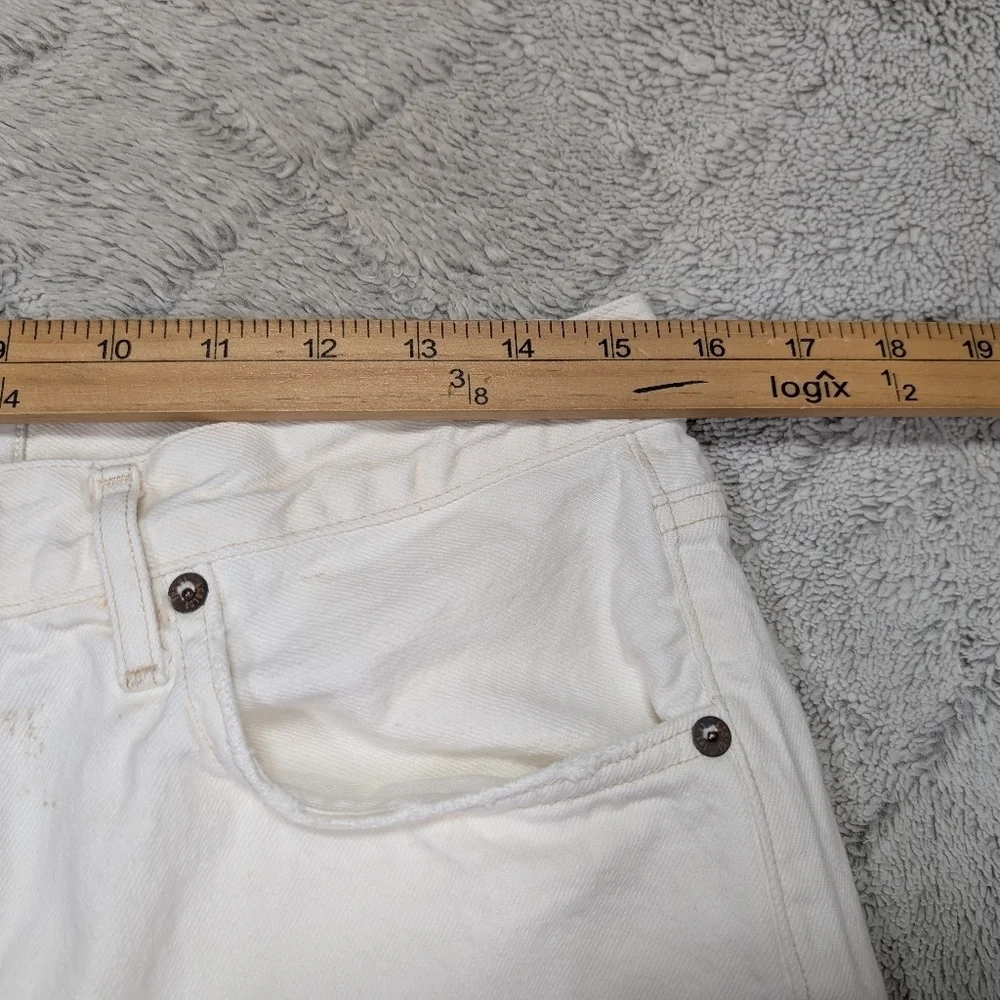 Agolde Jeans Womens 31 White Veil Riley High Rise Straight Crop Cotton Distress